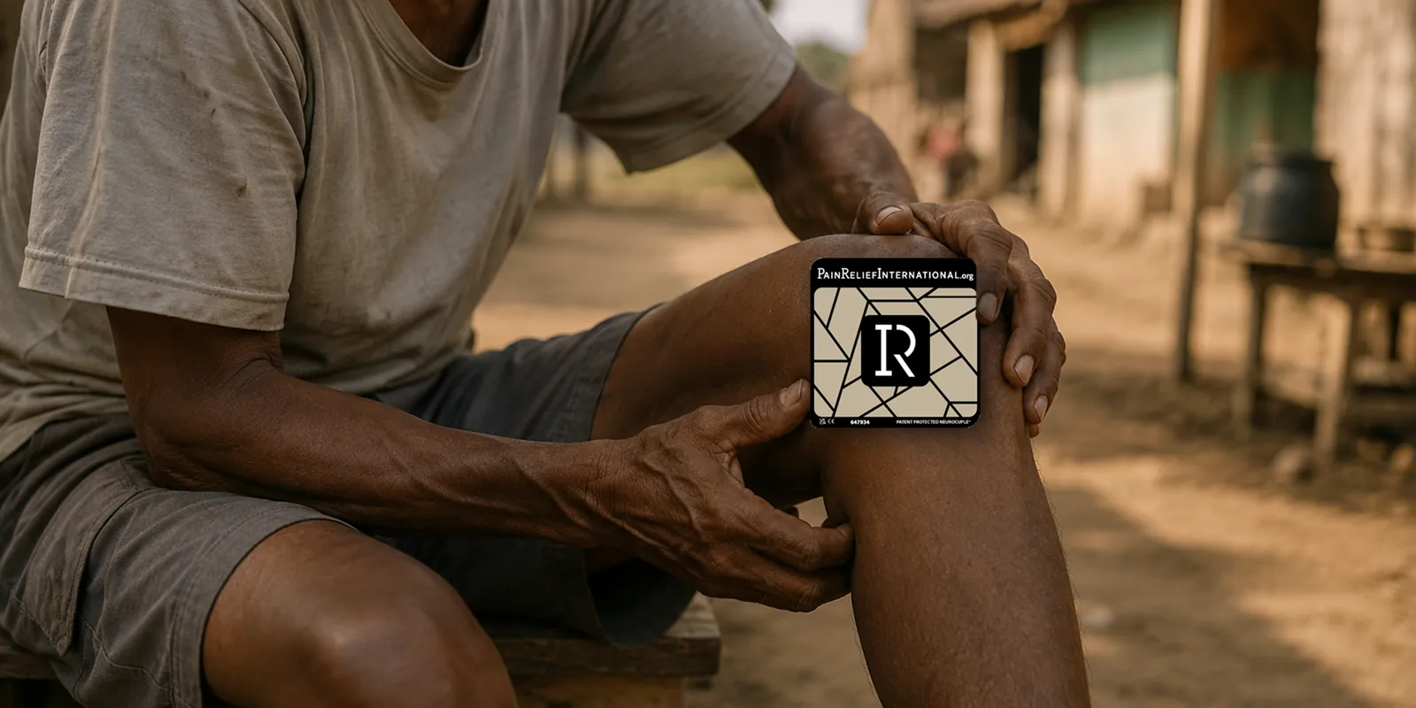 A PRI 4x4 device worn over the knee in a rural village